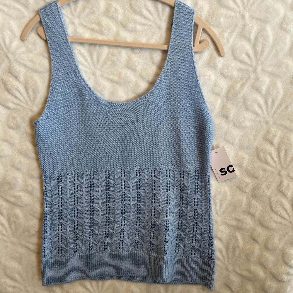 SO new knit tank top baby blue 3D pattern NWT juniors size XL spring summer top